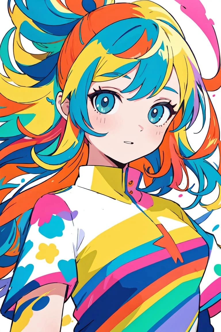 (masterpiece, best quality:1.2), (flat color:1.2),(2D:1.3),(colorful:1.2),looking at viewer,1girl,solo,upper body,floating colorful water,spot color
Negative prompt: (malformed hands, malformed fingers, malformed legs:1.4), (poorly drawn hands, poorly drawn face), (text, signature, watermark, username),nsfw,(EasyNegative), (bad-hands-5), verybadimagenegative_v1.3, (worst quality, low quality:1.2), (missing fingers, missing hands, missing legs:1.4) (extra limbs, extra fingers, extra hands, extra legs:1.4), (mutate fingers, mutated hands, mutated legs:1.4),
Steps: 22, Sampler: DPM++ 2M Karras, CFG scale: 7, Seed: 3101881587, Size: 512x768,