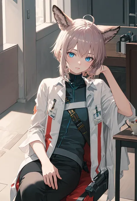 (safe:1.10), best quality, masterpiece, highres, solo, (sussurro_arknights:1.10), sitting, sitting on chair, chair, cowboy shot, looking at viewer, 29 <lora:sussurro_arknights:0.80>