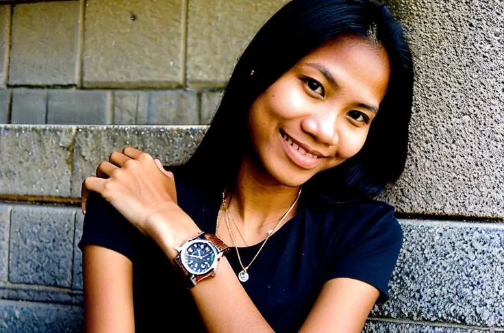 <lora:Pinay_Amateurs_LoRA_Mix:0.8>,<lora:hd_helper_v1:0.65>,Photo of Filipina woman,light brown skin,age 20-years-old,wristwatch,sitting,BREAK