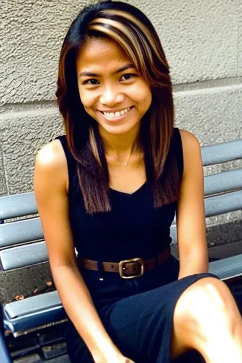 <lora:Pinay_Amateurs_LoRA_Mix:0.8>,photo of a Filipina woman,Pinay,(light brown skin:1.1),sitting,hair highlights,[blurry:0.2],<lora:hd_helper_v1:0.65>