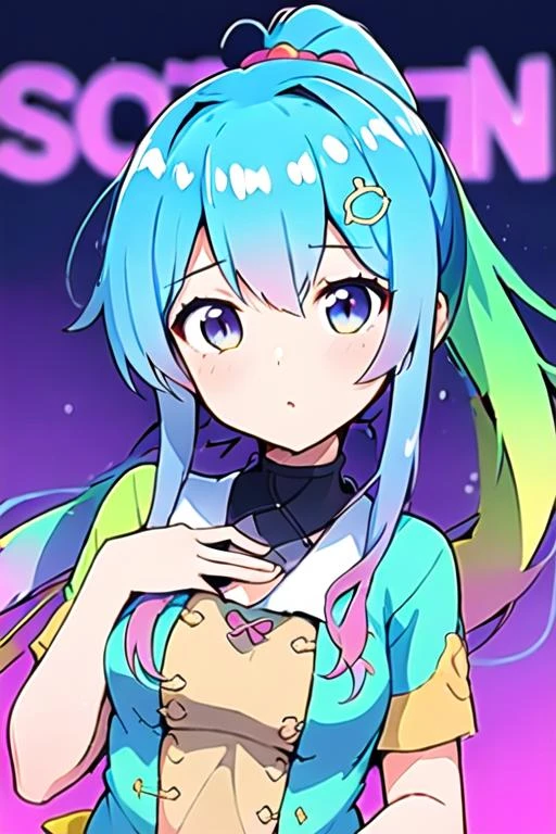(masterpiece, best quality, high quality, highres, ultra-detailed),1girl,<lora:TooMuchElements-10:0.8>,(mRandom),gradient hair,long hair,1hand on own chest,hair ornament,single ponytail,