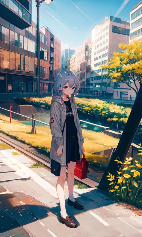 <lora:FumioTest2:1>, 1girl, masterpiece, best quality, high quality, best quality, absurdres, outdoors, sunlight, light, city, landscape, nature,
