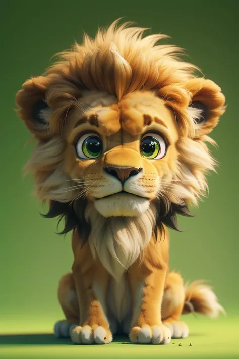 masterpiece, high quality, a lion, cute, green background, <lora:J_hairy:0.8> j_hairy