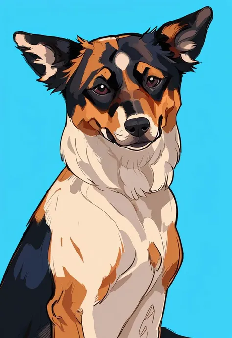 a dog with a blue background,<lora:AnimaliaStyle-000005:.7>