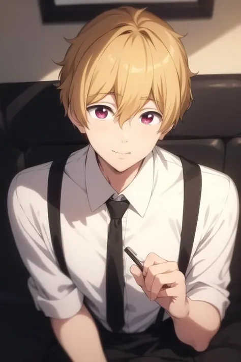 masterpiece, best quality, high quality, 1boy, solo, male focus, looking at viewer, upper body, <lora:hazuki_nagisa:0.70>, hazuki_nagisa, blonde hair, <lora:animemix_v3_offset:0.25>