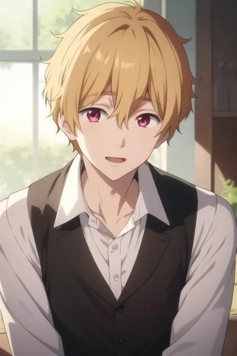 masterpiece, best quality, high quality, 1boy, solo, male focus, looking at viewer, upper body, <lora:hazuki_nagisa:0.70>, hazuki_nagisa, blonde hair, <lora:animemix_v3_offset:0.25>