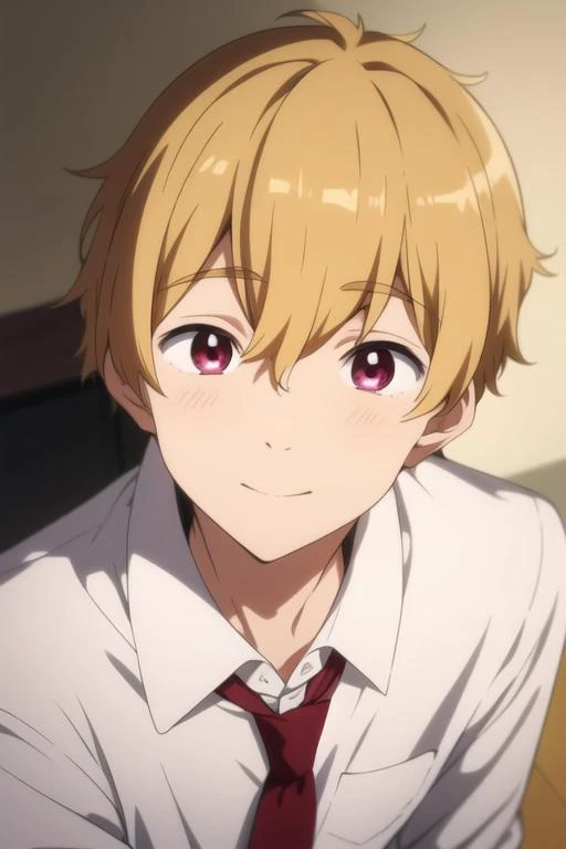 masterpiece, best quality, high quality, 1boy, solo, male focus, looking at viewer, upper body, <lora:hazuki_nagisa:0.70>, hazuki_nagisa, blonde hair, <lora:animemix_v3_offset:0.25>
