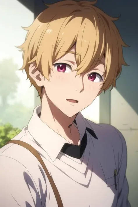 masterpiece, best quality, high quality, 1boy, solo, male focus, looking at viewer, upper body, <lora:hazuki_nagisa:0.70>, hazuki_nagisa, blonde hair,