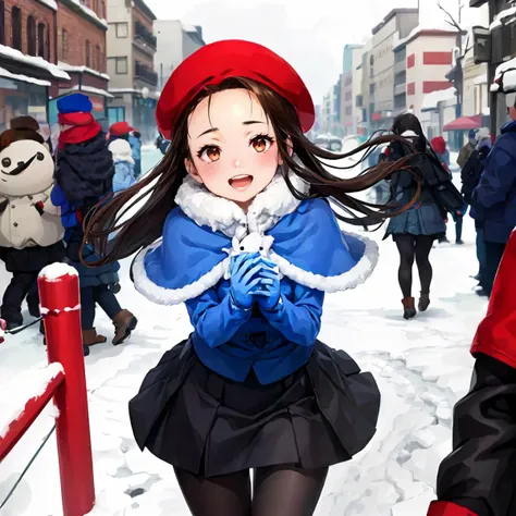 <lora:add_detail:0.5>,<lora:noline:0.3>,<lora:boldline:-0.3>,
<lora:ESPRaDe_Irori_v1:0.7>,
outdoors,nature,snow,
smile,open mouth,
solo,
Irori,1girl,brown hair,long hair,Forehead,
standing,
red beret,
BREAK
blue dress,blue capelet,pleated_skirt,black skirt,pantyhose,red gloves,