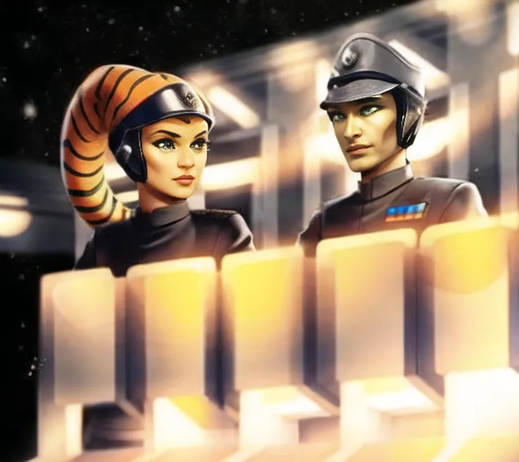 1girl, twilek, green_eyes, orange_skinned, grey_imperialofficer uniform