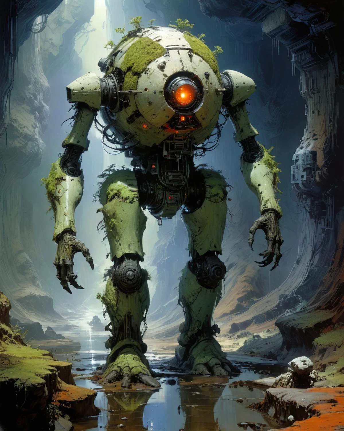bioengineered anthropomorphic earth elemental, underground, full body, hauntingly beautiful, hyperrealistic, ultra resolution, professional photo, John Berkey Style page <lora:add-detail-xl:0.8> <lora:xl_more_art-full_v1:0.5> <lora:John Berkey Style:1>