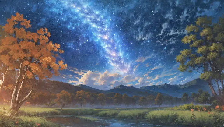 ((masterpiece:1.4,best quality)), cloud, outdoors, forest
(snowy mountains), autumn glade
, scenery, sky,
(night:1.4), nightsky, moon, moonlight, high detail, abundant, 8k, green,tree, high detail, wallpaper,
<lora:mocha style:0.8>