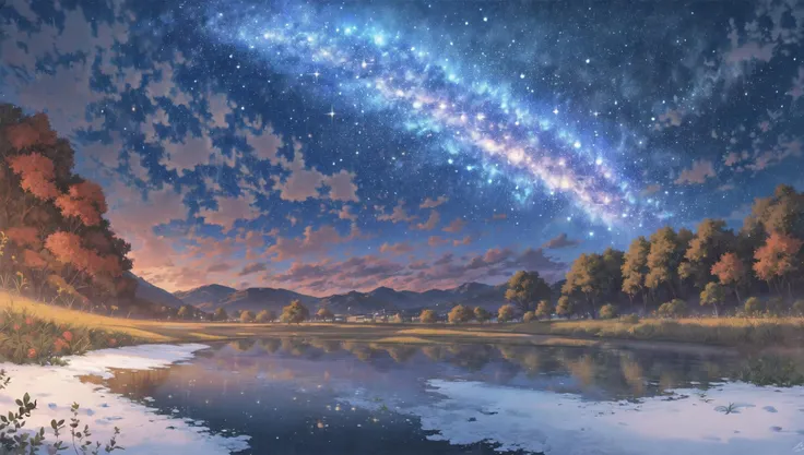 ((masterpiece:1.4,best quality)), cloud, outdoors, forest
(snowy mountains), autumn glade
, scenery, sky,
(night:1.4), nightsky, moon, moonlight, high detail, abundant, 8k, green,tree, high detail, wallpaper,
<lora:mocha style:0.8>