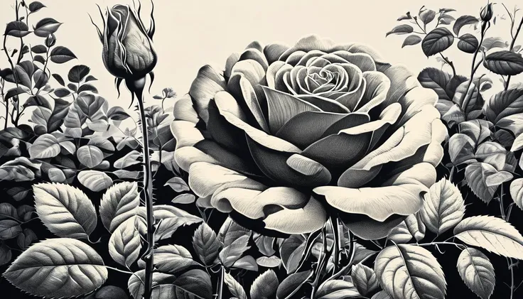 impactful color paint of A rose in a garden <lora:Linocut_Style:1>,    highly detailed,  8k,   sharp,  professional, clear,   high contrast, crystal clear