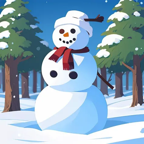 <lora:Vector_illustration_V2:0.8> vector illustration, snowman,tree,