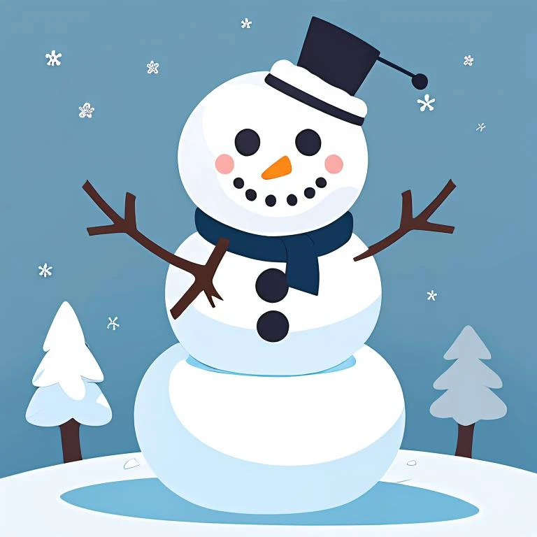 <lora:Vector_illustration_V2:0.8> vector illustration, snowman,tree,