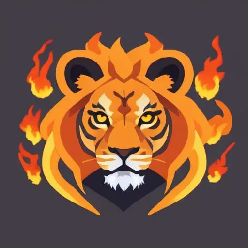<lora:Colored_Icons_by_vizsumit:0.8> coloredic0n icon, half lion and half tige r with (fire in the eyes)