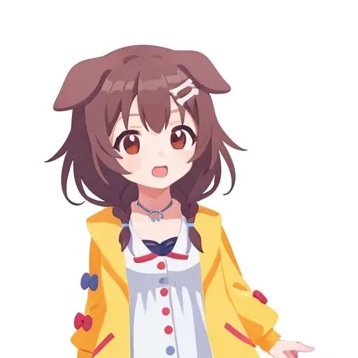 coloredic0n icon, ik1, 1girl, white dress, yellow jacket, cartoon bone,