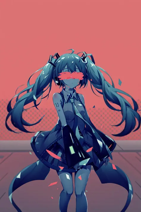 masterpiece, best quality, highres, 1girl, hatsune miku, twintails, floating hair
<lora:yoru_ni_kakeru_style:1>
