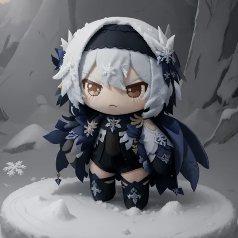 <lora:woafu_plushify_v4:1>plushify, character stuffed toy, chibi,
<lora:eula2-000009:1>portrait of euladef, 
angry, 
snow, snowflakes,
(parody, heroic pose),