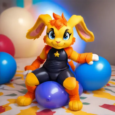 score_9, score_8_up, score_7_up, score_6_up, score_5_up, score_4_up, Digital art, cute, 
feral, semi-anthro, rabbit, chubby, muscular, long ears, thick thighs, blue eyes, golden body, fluffy golden fur, white countershading, black bike shorts,
rating_questionable,
in a starry dreamscape, 
(balloon fetish, looner, sitting on a balloon, balloon sitting:1.2), 
(detailed balloon, one balloon, big balloon, sitpop:1.3), 
balloon fetish, sitting on a balloon, one balloon, featureless crotch, 
(tied balloon, overinflated balloon, tight balloon, necked balloon:1.4)
(sitpop, balloon pieces, popped balloon:1.2), 
foreshortening, depth of field, motion lines, 
emphasis lines, impact emanata, stars, 
 irl, fursuit, photo, 
 <lora:sitpop-sdxl-lrev11-8-000076:1>