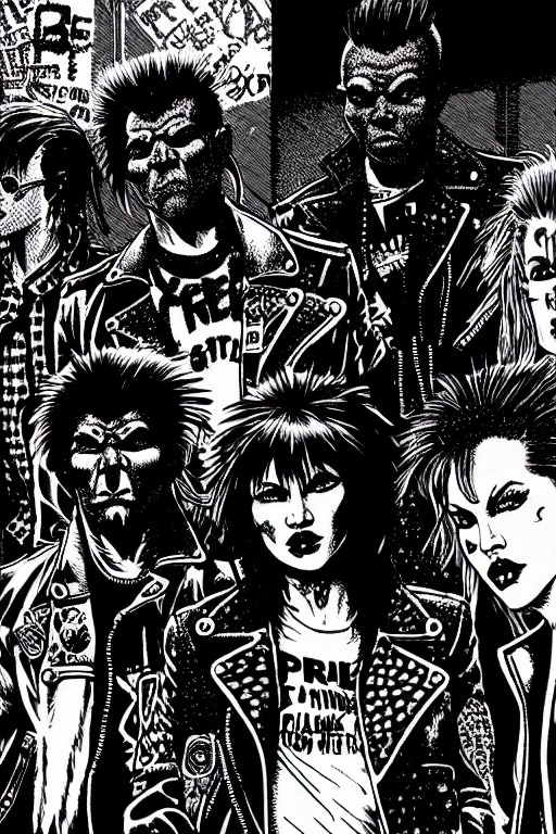 (TheOldShadowrunStyles:1.0) a punk gang