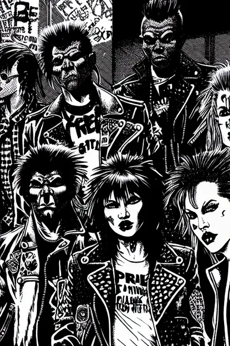 (TheOldShadowrunStyles:1.0) a punk gang