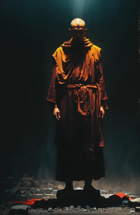 RAW photo, subject, 8k uhd, dslr, high quality, film grain, Fujifilm XT3, professional photo, (detailed skin:1.3), high quality, cinematic photo, highly detailed, high budget, bokeh, cinemascope, hard lighting, moody, epic, Luxury magazine phtotography, satan monks army ,hundreds, lots endless monks , architecture, strong bright , The neon hues of her aura paint the air, a vivid testament to her inner strength and focus.jesus christ is dead, dad monks liang on ground , creating a hyperpunk scene with desaturated translucent DARK Red and beige details, colorful (polaroid:0.7) with vibrant colors, (vacations, high resolution:1.3), (small, selective focus, european film:1.2), (sexual advance:1.1), ,end of hopes ,silence, extremely detailed,dark,sad, easy negative, digital artwork by Beksinski, extremely detailed, dark, chiaroscuro, low-key,in the style of Kelly Slater ,style by Kelly Slater,closeup,digital artwork by Beksinski, style of Kelly Slate, <lora:Overhead_Lighting:0.73> , overhead lighting, light coming from above, hard shadows, high contrast,