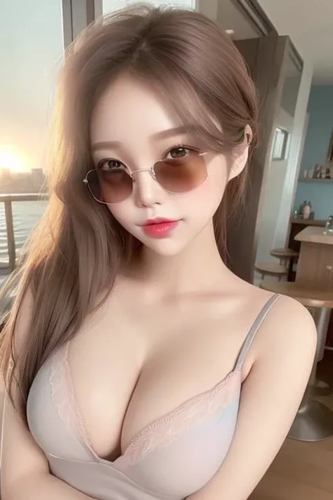 <lora:hankyung_sd15_75it_20pic_768:0.6> hankyung,
best quality, masterpiece, illustration, an extremely delicate and beautiful, extremely detailed ,CG ,unity ,8k wallpaper, Amazing, finely detail, masterpiece,best quality,official art, extremely detailed CG unity 8k wallpaper, absurdres, incredibly absurdres, huge filesize, ultra-detailed, highres, extremely detailed, beautiful detailed girl, (extremely detailed eyes and face),((looking at viewer)),(real person,photograph),cute,1girl,16 yo,((white skin)),(grey eyelash),(brown eyeshadow),(light blue contact lens), Big eyes,perfect eyes,(watery eyes),(haunting smile,moist lips),small breasts,(slim),(streaked hair), (straight hair), (silver hair), (side braid),(light blue contact lens),(light pink lips),(Light pink blush),standing model pose,Particularly strong light,(photo lighting),blush, shy,(sunset),(sunshine on body),(red dress),(bar \(place\)),(wearing sunglasses on the head),ulzzang-6500-v1.1:0.2, <lora:sweetgirl2-000010:1:color>,<lora:koreanDollLikeness_v15:0.1>, pureerosface_v1 ,<lora:fte_futuanerV1:0.2>