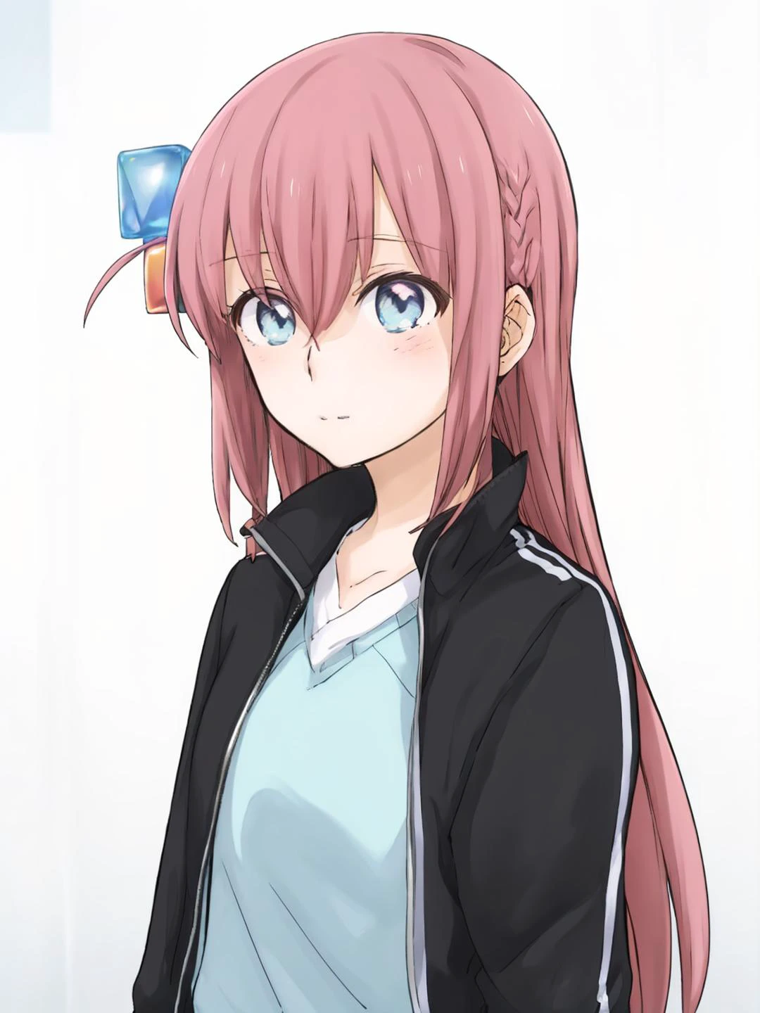 masterpiece, best quality,
vivid colors,
<lora:kindred_spirits_v5:0.9> kd_vnstyle
1girl , (solo),
<lora:BocchiLoraV1:0.5> BOCCHI, CUBE HAIR ORNAMENT, PINK HAIR, LONG HAIR, BLUE EYES, HAIR BETWEEN EYES,BANGS, SIDELOCKS