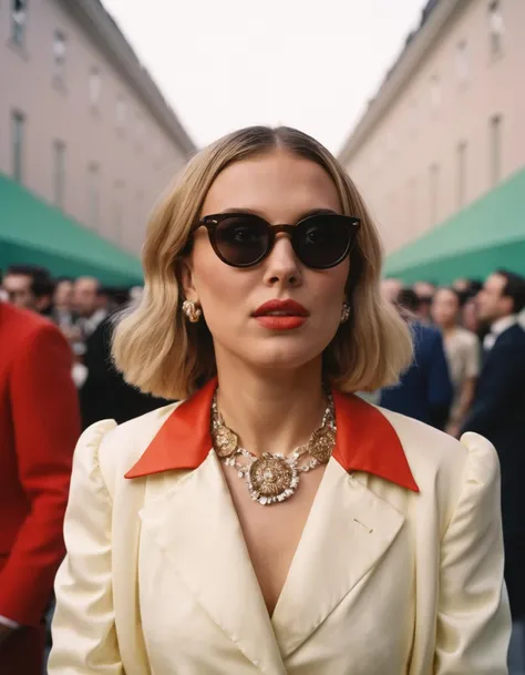 cinematic photo analog style portrait of an (((ohwx woman))) , wes anderson movie, still from stanley kubrick movie <lora:mbbo_lora_sdxl_v1-000009:1> . 35mm photograph, film, bokeh, professional, 4k, highly detailed