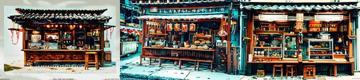 highly insanely detailed, masterpiece, top quality, best quality, highres, 4k, 8k, RAW photo, (very aesthetic, beautiful and aesthetic), <lora:Large food stalls:1>, Large food stalls