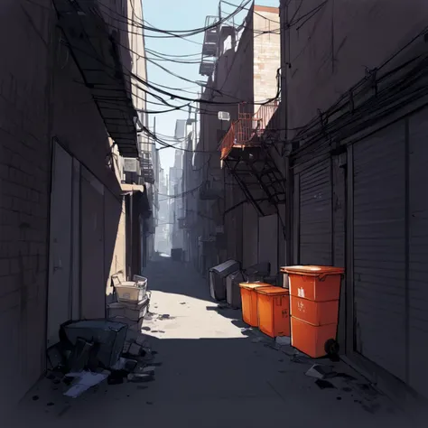 arknights_bg, masterpiece
alleyway,  walls, dumpsters, fire escapes,  pipes, streetlights, stray cats, garbage bags
<lora:arknights_bg_sdxl-step00001400:0.85>