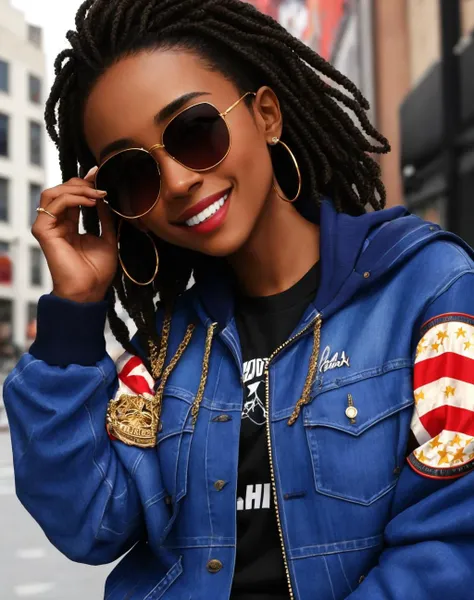 masterpiece,4K,best quality,absurdres, dark skin,smirk, grin, sunglasses, jacket,
edg90hh, a woman in urban wear,wearing edg90hh_clothing
<lora:edg90hh:0.9>