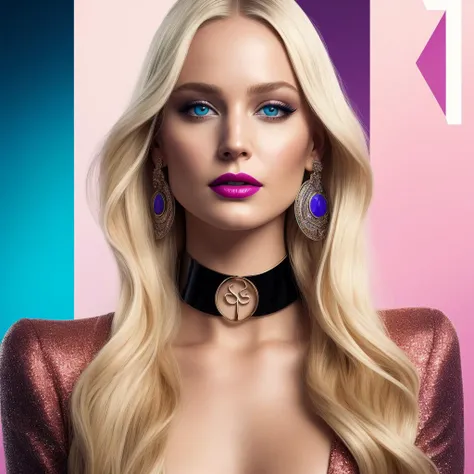 ([jennifer lawrence:Michelle Monaghan:0.77]:0.8), woman, solo, fashion, shiny transparent jacket, latex crop-top, blue eyes, smile, long hair, blonde hair, medium shot, (stanleylau style:0.9), (cherrmous style:0.9) magazine cover, cover art, illustration, studio shot, high contrast, triadic colors, complementary colors, symmetric, centered, circles, lines, choker, earrings, eyelashes, eyeshadow, lips, lipstick, jewelry, makeup, nose, parted lips,standing, navel, (lush:0.8),(otherworldly:0.7),(sharp:0.6), english text,, best quality, high quality, good