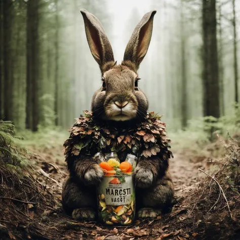 rabbit, brave, forest, 3D, trash monster, hero,realistic. vodka_portraits <lora:vodka_portraits:0.75>