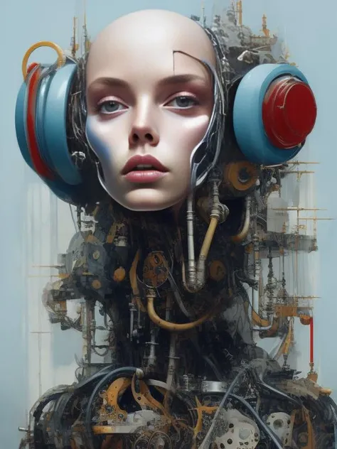 in the style of Blade Runner futurism, mechanical android beautiful, etam cru, light blue and silver, michael creese, steelpunk, white background, best quality, high quality, editorial photo, absurdres, masterpiece, intricate detail, film grain,