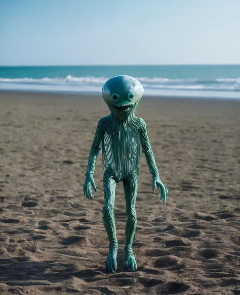 vodka_portraits, jellyfish humanoid shuffling on a beach, (fx-monsters, creature), slender, thin, gloomy, creepy, full body, highly realistic skin texture, 8k, high quality <lora:vodka_portraits:0.7>