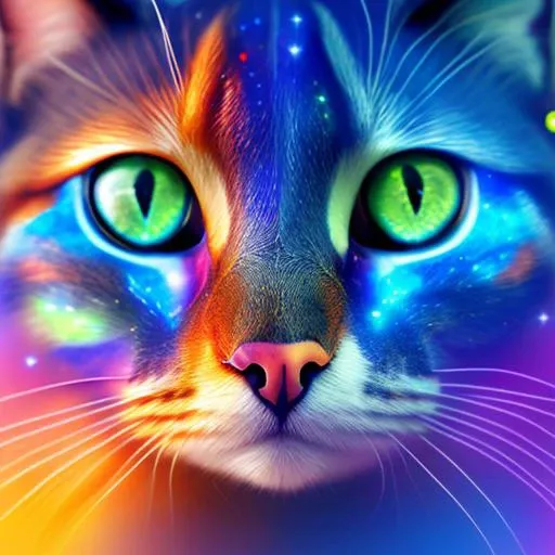 a galaxy locked in cat's eyes, digital art, photorealistic