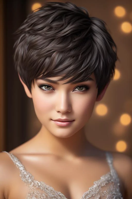 dark theme, absurdres, best quality, [1boy:1girl:0.2], tomboy, solo, very short hair, pixie cut, tan, (muscular:0.75), (large breasts:0.5), (medium breasts: 0.25), messy hair, night, aroused, lovestruck, looking at viewer, full-face blush, 8k, absurdres, (UHD:1.2), (masterpiece, ultra detailed, best quality, highres, extremely delicate and beautiful:1.3), dynamic angle, (detailed face), RAW photo, hdr, (photorealistic:1.4), (hyperrealistic, realistic, extremely delicate and beautiful:1.3), (realistic face, realistic hair:1.2), dslr, photography, (detailed face), depth of field,