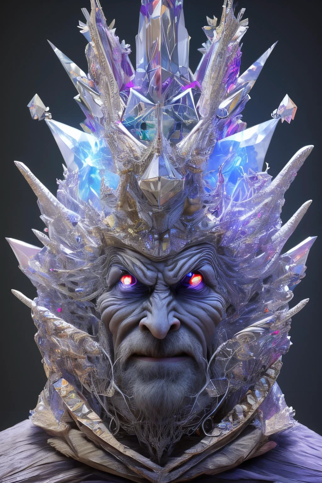 front shot of a court jester character fine portrait fine portrait mesmerizing fractal hyper cubes platinum cracked dark future hyper dimensional space galactic crystal shard nebula edges elegant detailed intricate concept artstation sharp focus ray tracing cinematic masterpiece octane render nvidia temporal corruption beeple wlop lok du germ gustave dore 8 4 k scifi