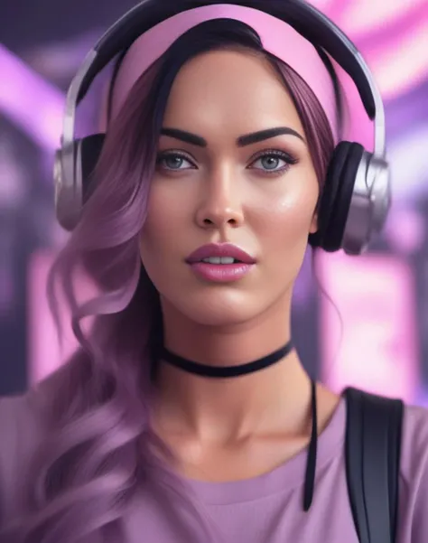 MeganFox, portrait, Dreamcore,close up of a full-figured Woman, ð¥°, Playing video games, wearing Sculptural Mauve Workwear, Distorted Honey hair, Skillful Purse, Headband, Bokeh, Masterpiece, Crying, (art by Naoko Takeuchi:0.8) , <lora:MeganFoxSDXL:1>