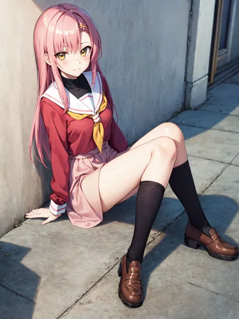 BREAK
(absurdres:1.1, highres:1.1, ultra detailed:1.1),
(high resolution:1.1, ray tracing:1.1, refraction:1.1), (dynamic angle:1.1),
BREAK
(1girl:1.1), (solo:1.3),
BREAK
<lora:katsura_hinagiku:0.9>,
katsura hinagiku,long hair,hairband,school uniform,serafuku,sailor collar,(dress:1.1),pink dress,neckerchief,shirt,long sleeves,skirt,long skirt,thighhighs,black thighhighs,loafers,brown footwear
BREAK
(:1.1),
BREAK
Authentic skin texture, Smooth skin,
BREAK
morning,
BREAK
feet out of frame,
BREAK
on side,
BREAK
(indian style, sitting:1.1),
BREAK
ded room,
BREAK
<lora:flatBG:-0.4>,
<lora:GoodHands-vanilla:1>,
nice hands, perfect hands,
BREAK
wakame