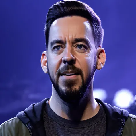 Mike Shinoda, solo, beard, looking at camera, <lora:Mike_Shinoda_from_Linkin_Park:1>, stage in the background, best quality, masterpiece, 8k, UHD, detailed face, incredible details, sharp image