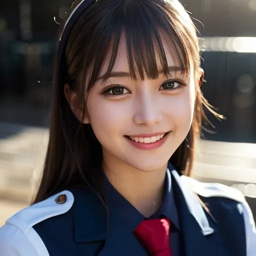 one teenage cute girl in uniform, (masterpiece, best quality:1.2), ultra high res, (photorealistic:1.4), detailed skin, cinematic lighting, friendly, intelligent, conversation engaging, happy, kind, energetic, cheerful, creative, with sparkling eyes and a contagious smile <lora:japaneseDollLikeness_v10:0.2> <lora:koreanDollLikenesss_v10:0.3> <lora:GuoFeng3.2_Lora:0.4>