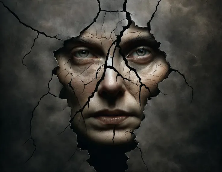 thought-provoking portrait photograph, there is a crack, a crack in everything, it's how the light gets in.
In the style of Annie Leibovitz, intimate, detailed, moody lighting, posed yet natural