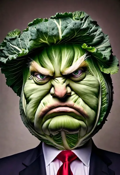 Portrait of Donald Trump as an angry cabbage