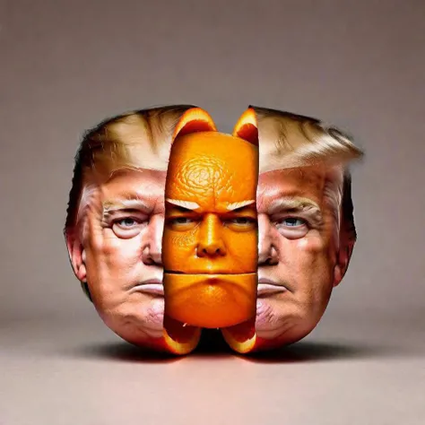 Split head Sliced Orange inside Donald Trump