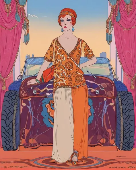 breathtaking GTA-style artwork Nuwa . Satirical, exaggerated, pop art style, vibrant colors, iconic characters, action-packed <lora:george_barbier_xl-000005:1> barbier . award-winning, professional, highly detailed