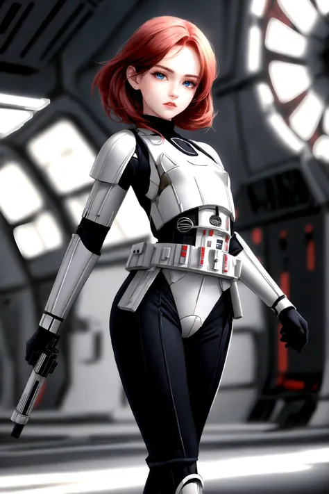 <lora:add_detail:0.5>,
(masterpiece, best quality), (absurdres:1.3), (photorealistic:1.4), Cinematic Lighting, RAW photo of cute idol, (1girl:1.5), (solo:1.8), (flat chest:1.3), (ultra detailed, ultra realistic, hyper realistic, 8K, ultra highres:1.2), (dynamic pose:1.4), dynamic angle, bokeh, sharp focus, depth of field, (high detailed skin, detailed skin texture:1.2), lips, slim, slender, detailed eyes, detailed face, blue eyes, (pale skin:1.3), (short girl, petite body:1.5), outdoors, rocky dessert, (red hair:1.5), (goosebumps:0.5), subsurface scattering,
<lora:StormTrooper:0.8> StormTrooper, armor, black bodysuit,
<lora:chocoskin:-0.8>